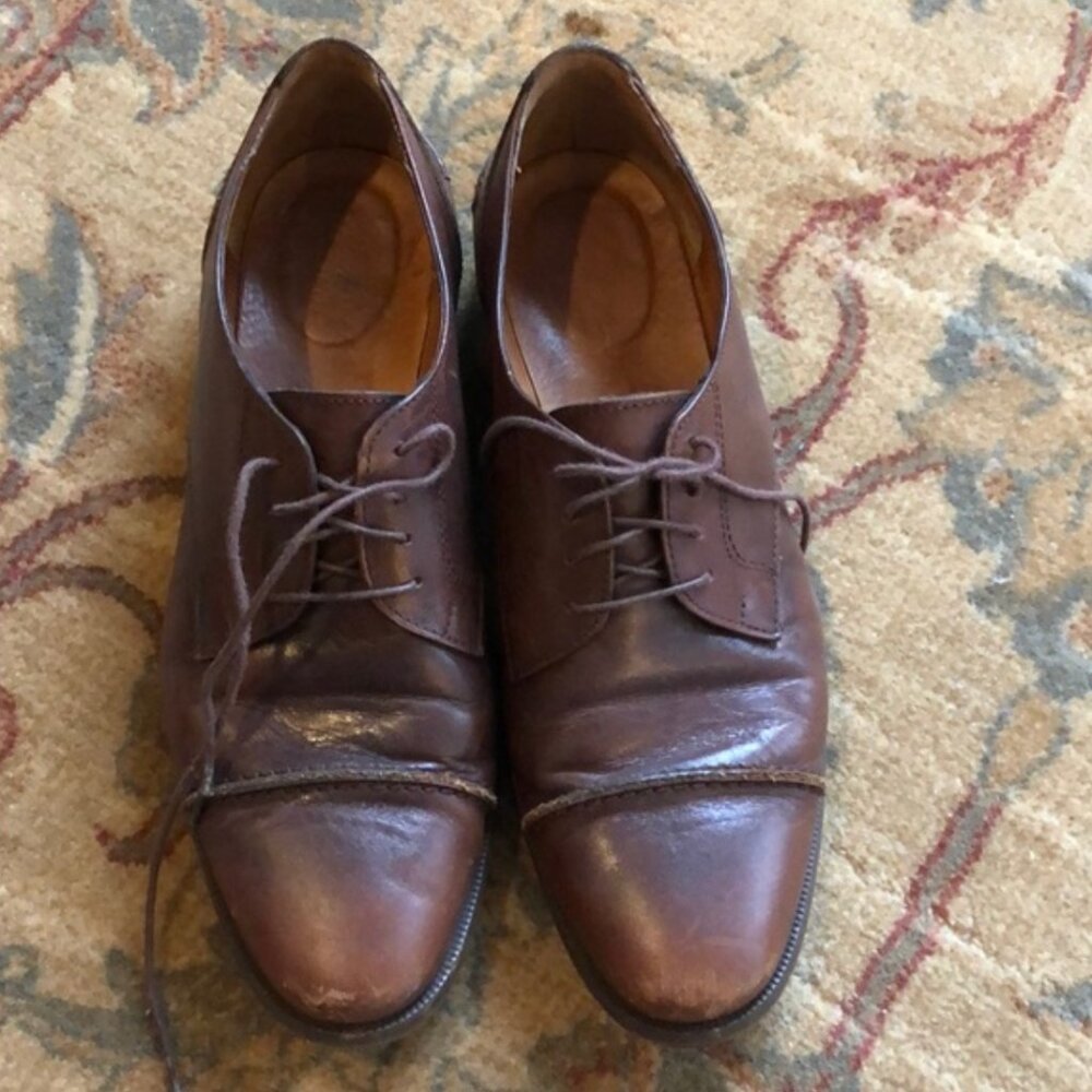 Madewell English Saddle Brown Leather Cap Toe Lace-Up Oxfords – Women’s (Size 9)
